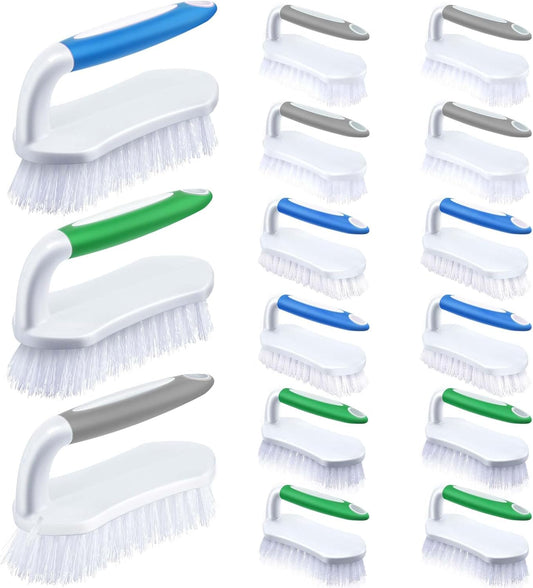 Lallisa 12 Pcs Scrub Brush for Cleaning with Handle Comfortable to Grip Heavy-Duty Flexible Stiff