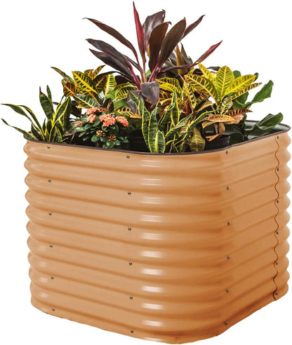 Vego garden 32" Extra Tall Raised Garden Bed Kits,4 in 1 Modular Raised Planter Box for Vegetables Flowers Fruits Oval Metal Raised Garden, Terra Cotta