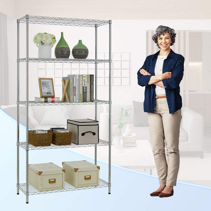 BestOffice 5 Tier Wire Shelving Unit Storage Shelves Metal Wire Shelf Storage Rack Adjustable