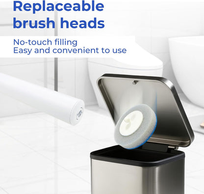 Disposable Toilet Brush&Holder with 18pcs Refills Pads, Toilet Cleaning Kit System,Toilet Bowl Cleaner Wand Holder and Set (1 Wand+1 Caddy+18 Refills)