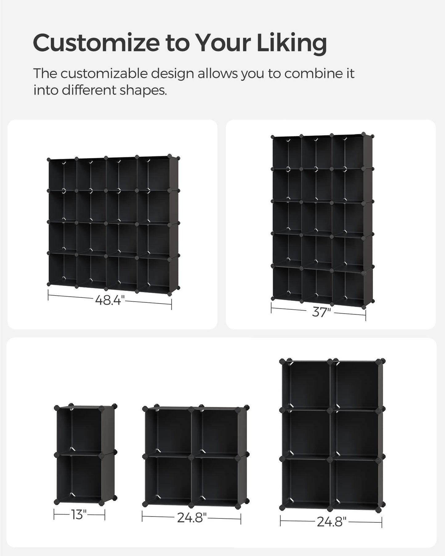 SONGMICS Cube Storage Organizer, Set of 16 Plastic Cubes, Closet Organizers and Storage, Room