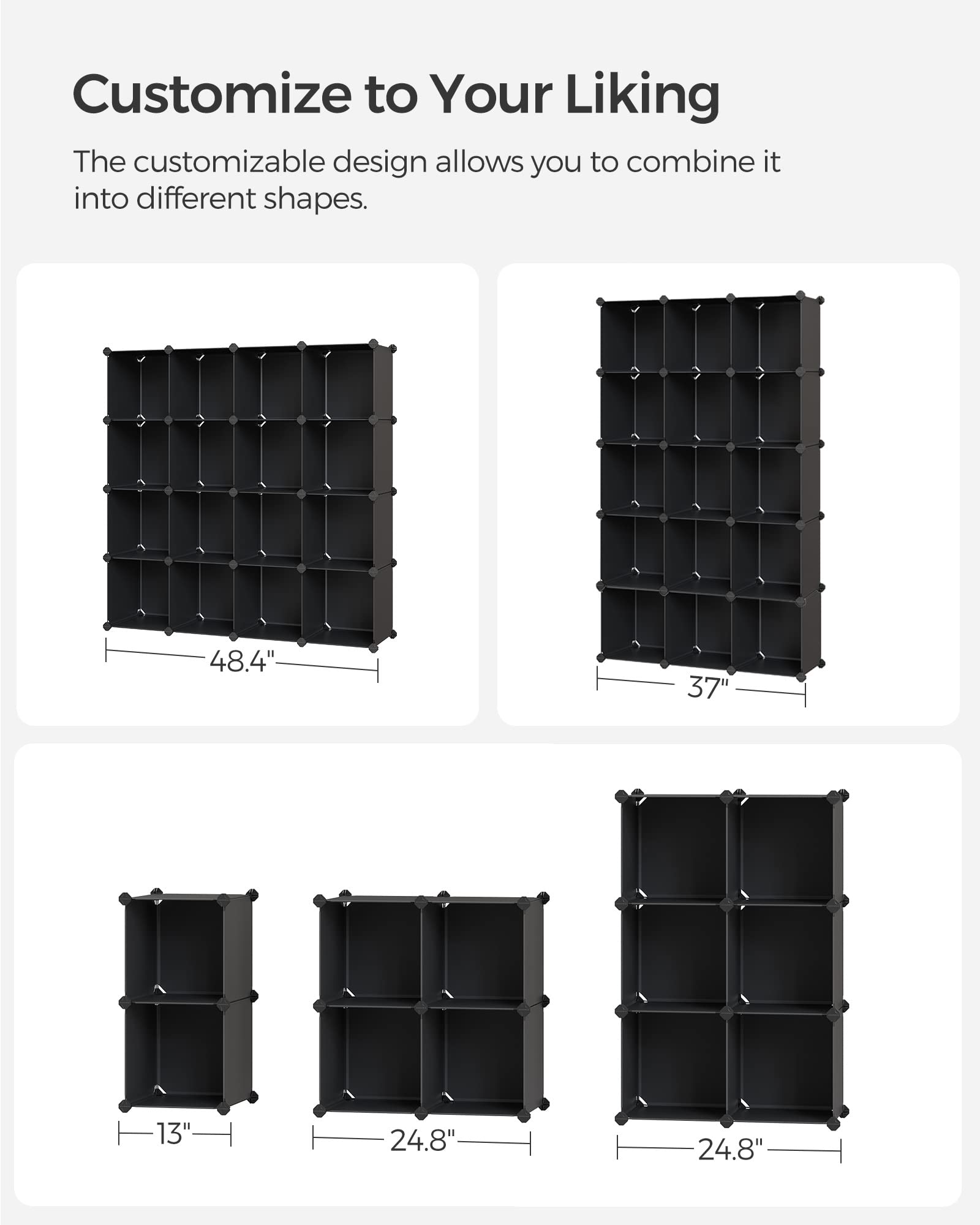 SONGMICS Cube Storage Organizer, Set of 16 Plastic Cubes, Closet Organizers and Storage, Room
