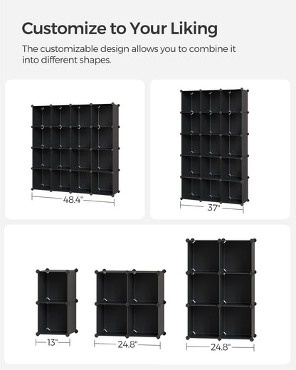 SONGMICS Cube Storage Organizer, Set of 16 Plastic Cubes, Closet Organizers and Storage, Room