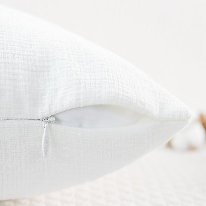 CaliTime Throw Pillow Covers Decorative 26 X 26 Inches Pack of 2 Cozy Chenille Cushion Cases for Couch Sofa Bed Living Room Home True White