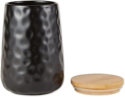DII Kitchen Accessories Collection, Textured Matte Ceramic Canister Set, Black Dimple, 2 Piece