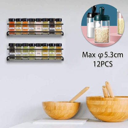 Spice Rack Organiser Hanging Spice Shelves Carbon Steel Wall Mount Spice Rack Kitchen Storage Racks Storage Spices and Condiments Spice Jars for Kitchen Cabinet Cupboard Pantry Door (4)