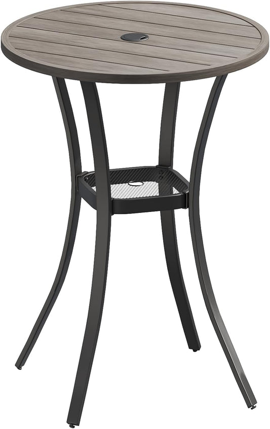 VICLLAX 28" Round Outdoor Bar Table with Adjustable Umbrella Hole, Counter Height Outdoor Furniture
