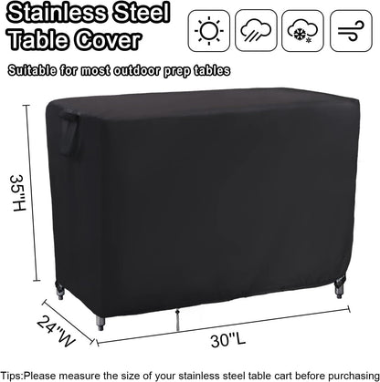 Kingling Prep Table Cover for 30 inch Keter Unity Table, Waterproof Outdoor Stainless Steel Table Cover Protection for Patio Metal Grill Work Table/Cart - 30''L x 24''W x 35''H
