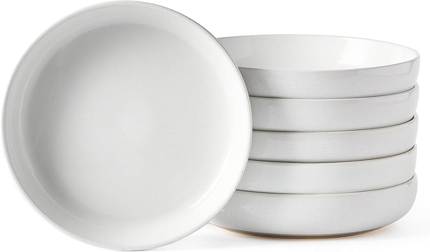 famiware Milkyway 33 oz Bowl Set, Pasta Bowls Set of 6, Salad Bowls Perfect for Your Friend for Housewarming, Thanksgiving, Christmas, White