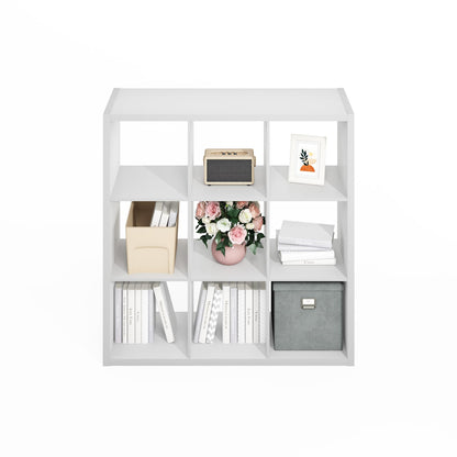 Furinno Simple 9-Cube Storage Organizer, Display Shelf, White