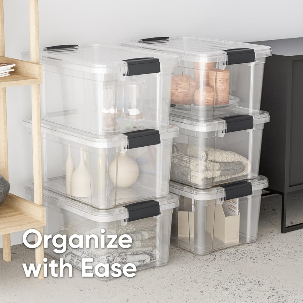 Superio Clear Storage Boxes with Lids, 14.25 Quart Plastic Container Bins for Organizing, Stackable