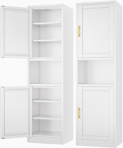 Tall Narrow Storage Cabinet 66.93" H Tall Bathroom Cabinets Metal Pantry Cabinet, 4 Adjustable Shelves for Kitchen, Home Office, Living Room, Dinning Room (16 inches Wide White)
