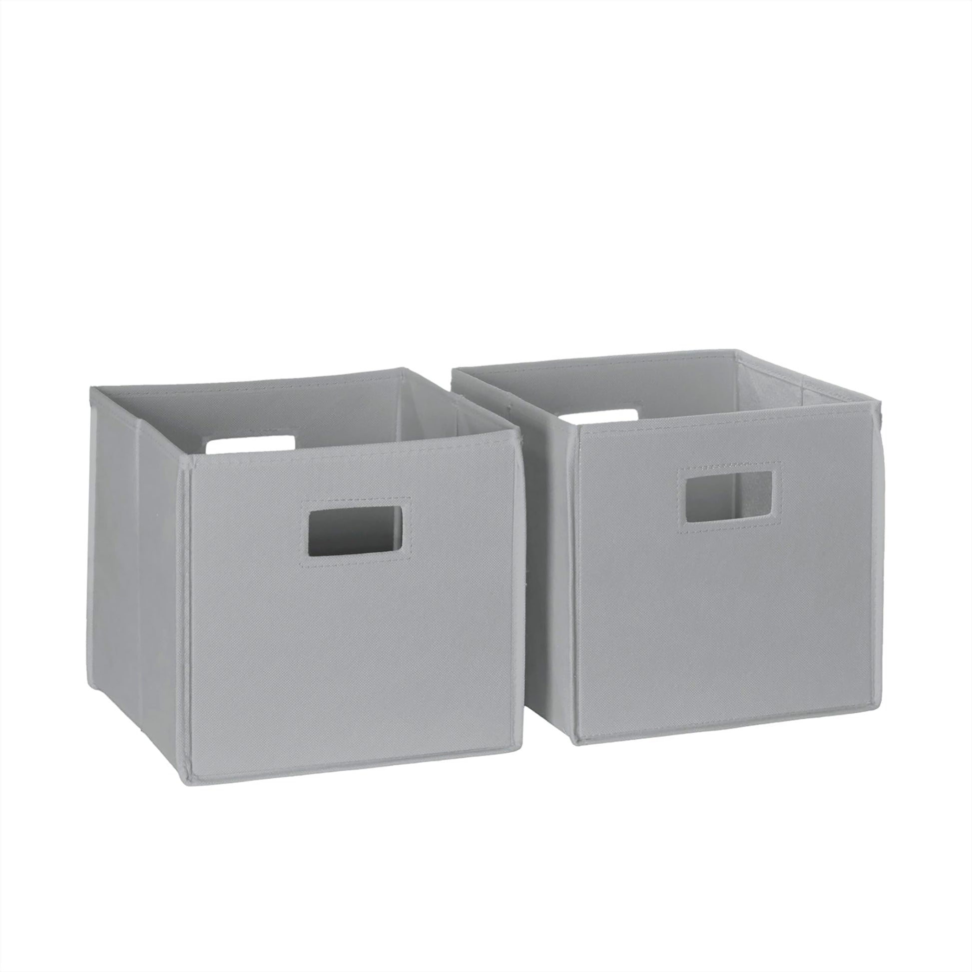 RiverRidge Folding Storage Bins - 2-pack of 10in Tall Gray Cubes