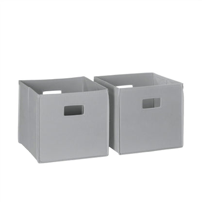 RiverRidge Folding Storage Bins - 2-pack of 10in Tall Gray Cubes