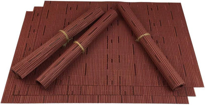 Red-A Placemats Set of 6 for Dining Table Heat-Resistant Washable Place Mats Woven Vinyl Kitchen Table Mats Easy to Clean,Wine red