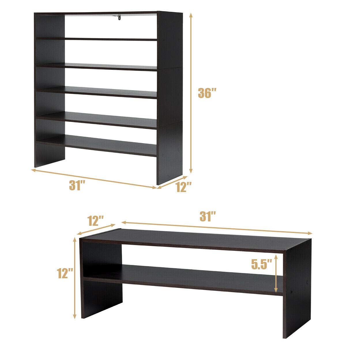 Giantex 3-in-1 Vertical Shoe Rack, 6-Tier Free Standing Shoe Storage Organizer w/Stackable Design
