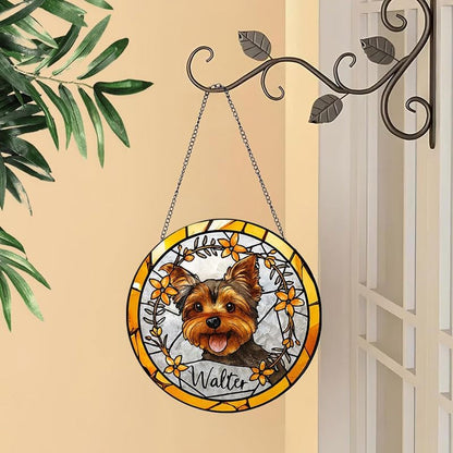 Custom Pet Portrait Glass Wall Hanging, Personalized Dog and Window Display, Unique Gift for Pet Owners