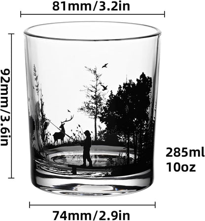 Old Fashioned Whiskey Glasses, Stemless Wine Glasses with Gift Box, 10Oz Rocks Glass for Scotch Cocktail Bourbon Vodka Liquor, Unique Gifts for Dad, Husband, Father's Day, Anniversary