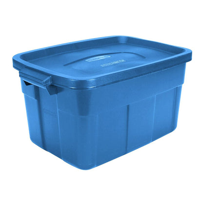 Rubbermaid Roughneck Tote 14 Gal, 6 Pack, Made in USA, Heritage Blue, Rugged Plastic Stackable