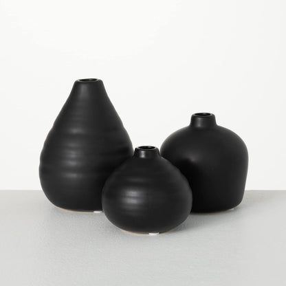 Sullivans Ceramic Vase Set- 3 Small Matte Black Vases, Modern Home Décor, Modern Farmhouse; Ideal Shelf Décor, Centerpieces, Table Décor, Bookshelf, Mantle, (CM3084)