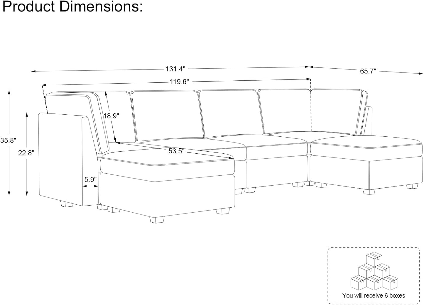 Belffin Modular Sectional Sofa with Storage Ottoman, Oversized Cloud Couch Sectional with Extra Deep Seat, Convertible Upholstered U Shaped Sectional Couches for Living Room, Plush Corduroy Black