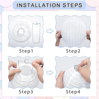 12Pcs Round Paper Lanterns Assorted Sizes (6" 8" 10" 12") for Home Decor, Restaurant, Church, Wedding, Birthday Party Decorations, Hanging Chinese Japanese Paper Lantern Lamps (White)