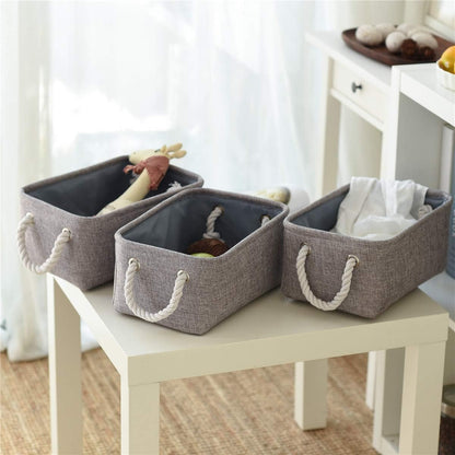 TcaFmac Basket for Organizing Cube Stgorage Bin - Small 6 Pack Fabric Storage Cubes Collapsible Baskets for Shelves with Rope, Bins for Organization Toy(Grey 12x8x5.2 inch)