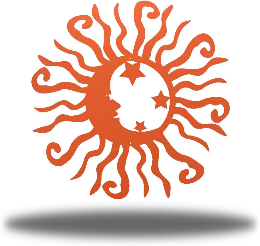 Riverside Designs Wacky Solar Moon Metal Wall Art Steel Outdoor Decor | Heavy-Duty and Waterproof | Made in USA (Coral, 30L x 30W)