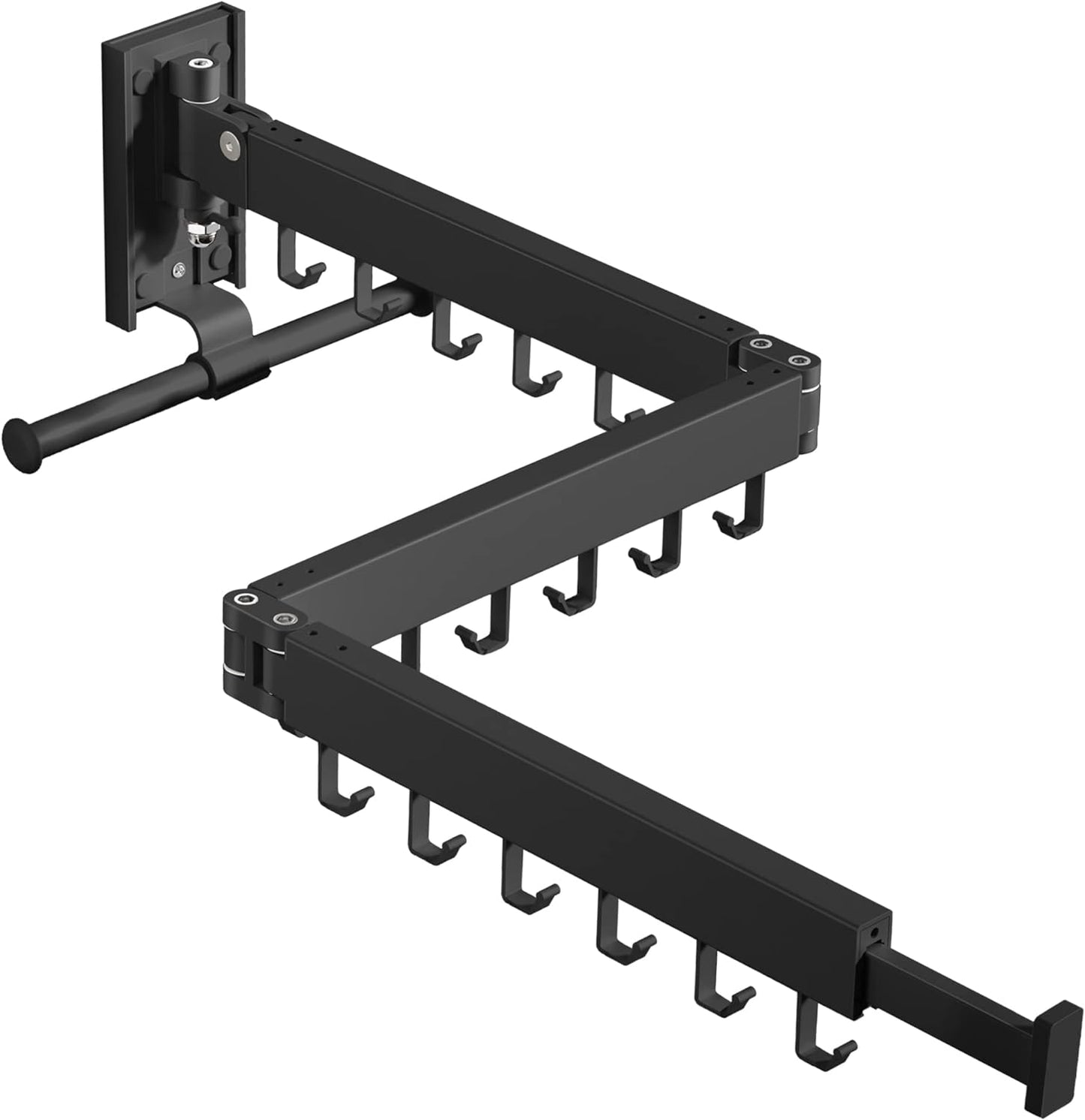 Drying Rack Clothing, Retractable Clothes Drying Rack,Wall Mounted Laundry Rack, Laundry Drying Rack Wall Mount,Collapsible Clothes Rack,can Fold Upward & Left & Right,Black Color