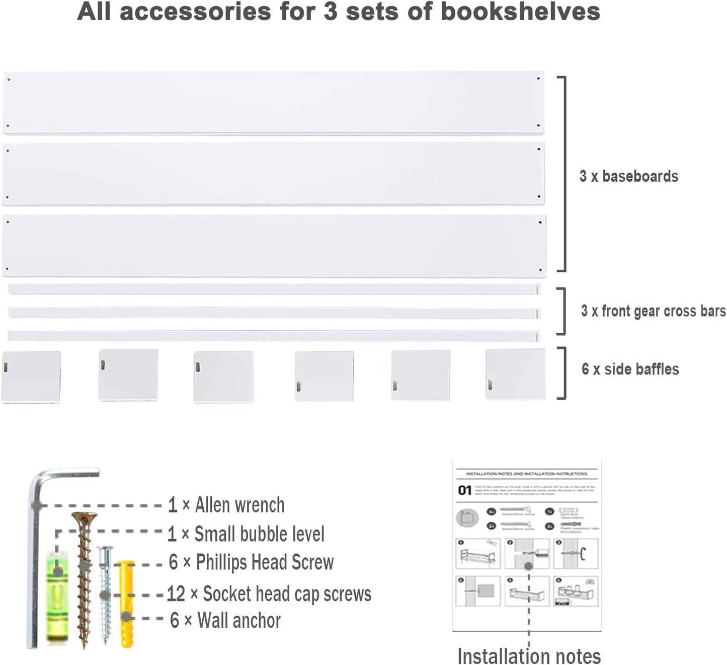 AZSKY Classic Nursery Book Shelves White Wall Book Shelves Kids Bookshelf for Bedroom Bathroom Décor Wall Ledge Shelves 36 in Hanging Shelves a Set of 3