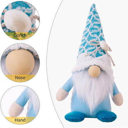 Summer Gnomes Decorations, Beach Gnome Plush Decor for Home Ocean Day Gnomes Tiered Tray Decor Handmade Tomte Swedish Nisse Scandinavian Elf Dwarf,Birthday Gnome Gifts, White