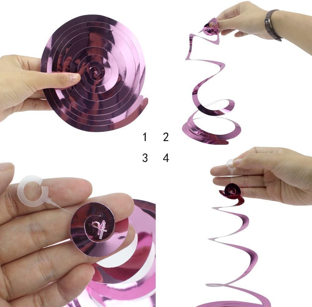 Rainbow Party Star Swirl Decorations, Rainbow Foil Ceiling Hanging Swirl Decorations with Star, Whirls Decorations for Party, Pack of 36