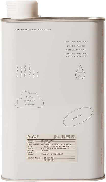 DedCool Liquid Laundry Dedtergent (01 Taunt, 32 fl oz) Luxurious Fragrance, Scented, Removes Stains, Ideal for 60 Washes, Infused with Natural Essential Oils, Vegan, Non-Toxic, Cruelty & Dye Free