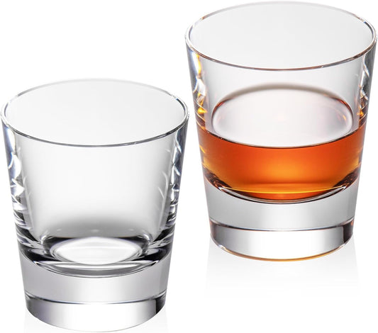 KAMMAK Crystal Whiskey Glasses Set of 2, Hand Blown 8.79oz Old Fashioned Glasses Stemless, Luxury