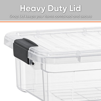 Superio Clear Storage Boxes with Lids, 1.27 Quart Plastic Container Bins for Organizing, Stackable