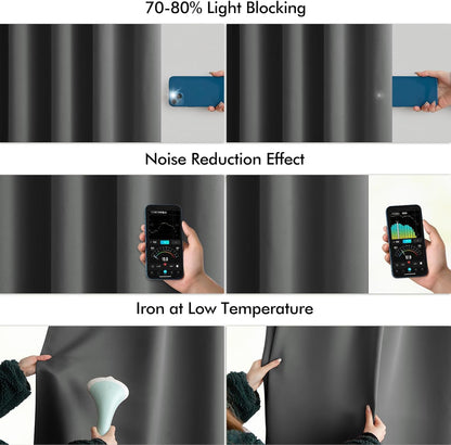 MIULEE Back Tab Grey Blackout Curtains 120 Inch Long 2 Panels Set for Living Room Bedroom Privacy, Rod Pocket/Pinch Pleated Extra Long Thermal Insulated Room Darkening Light Blocking Curtains/Drapes