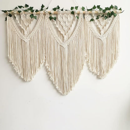 guzhiou large macrame wall hanging - Boho Tapestry Macrame Wall Decor Art- Chic Bohemian Handmade Woven Tapestry Home Decoration for Bedroom Living Room Apartment Wedding Party - 43"x32" (with Ivy)