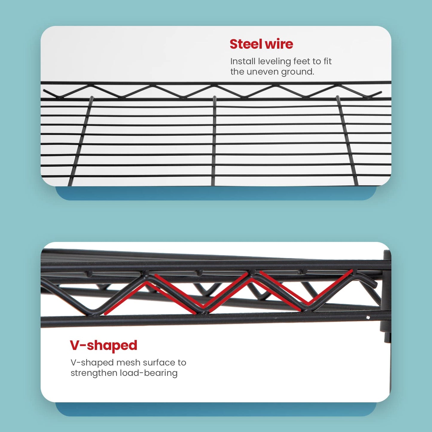 BestOffice Adjustable NSF-Certified Metal Shelf Wire Shelving Unit Storage for Small Places