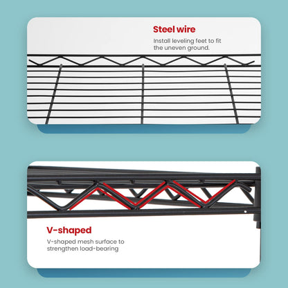BestOffice Adjustable NSF-Certified Metal Shelf Wire Shelving Unit Storage for Small Places