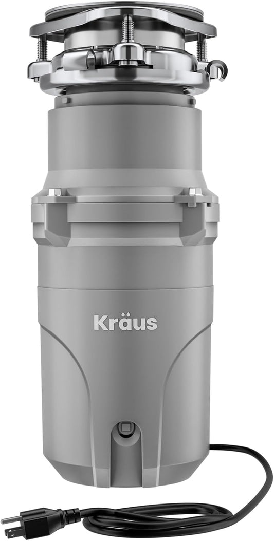 KRAUS® WasteGuard™ High-Speed 1/2 HP Continuous Feed Ultra-Quiet Motor Garbage Disposal with Power