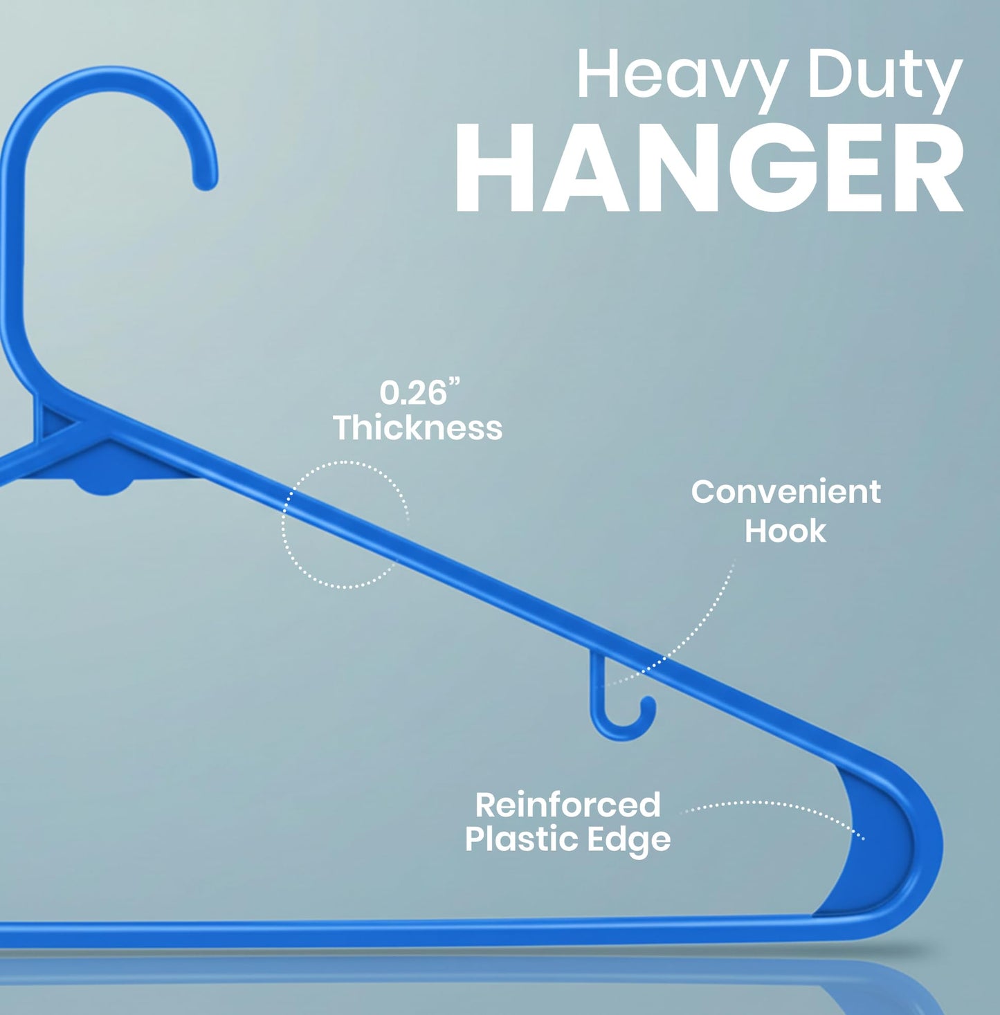Utopia Home Plastic Hangers 50 Pack – Built-in Strap Hooks Blue