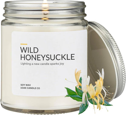 1OAK Soy Wax Scented Candles (Wild Honeysuckle) - Long Burning Premium Hand-Poured (7oz.)