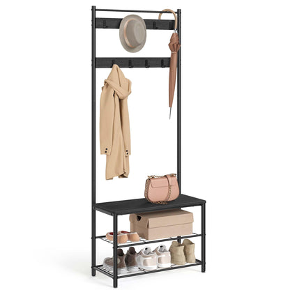 VASAGLE Coat Rack, Hall Tree with Shoe Storage Bench, Entryway Bench with Shoe Storage, 3-in-1