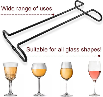 Enenes Heavy Duty Metal Stemware Rack 2 Pack, 10.3 Inch Under Cabinet Hanging Wine Glass Holder for Kitchen Bar, Organize Cups, Goblets, Wine Glasses