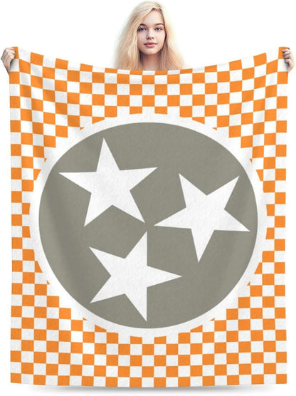 HGOD DESIGNS Tennessee Throw Blanket Ultra Soft Warm All Season Tennessee Orange Grey Star Flag Decorative Fleece Blankets for Bed Chair Car Sofa Couch Bedroom 40"X50"