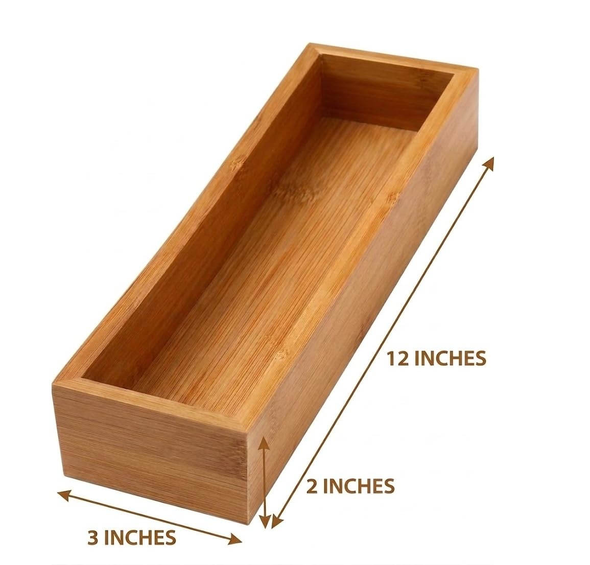 YBM Home Bamboo Drawer Organizer Storage Box for Kitchen Drawer, Junk Drawer, Office, Bedroom