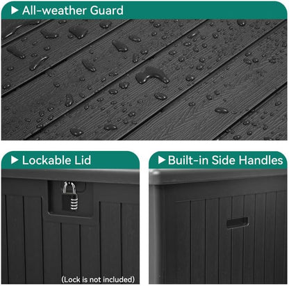 YITAHOME XL 150 Gallon Large Deck Box,Outdoor Storage for Patio Furniture Cushions,Garden Tools,Waterproof,Lockable (Black)