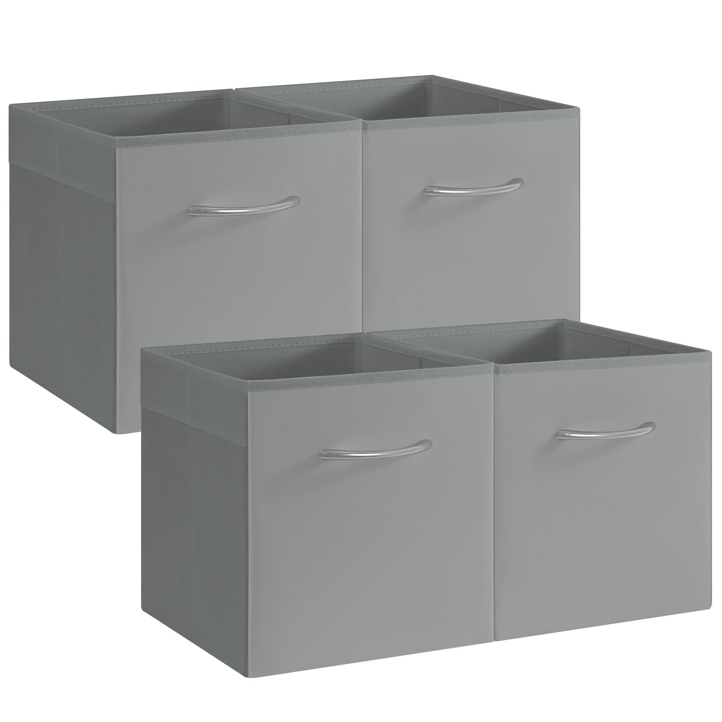 StorageWorks 11in Leather Storage Cubes, Collapsible Bins, Gray, 4-Pack