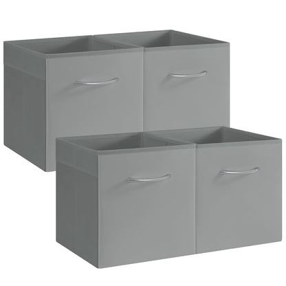 StorageWorks 11in Leather Storage Cubes, Collapsible Bins, Gray, 4-Pack