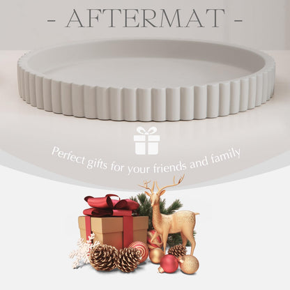 Decorative Tray for Coffee Table, Living Room, Side Table, 11" Gray Round Concrete Home Decor Serving Trays for Accent Table, Console Table